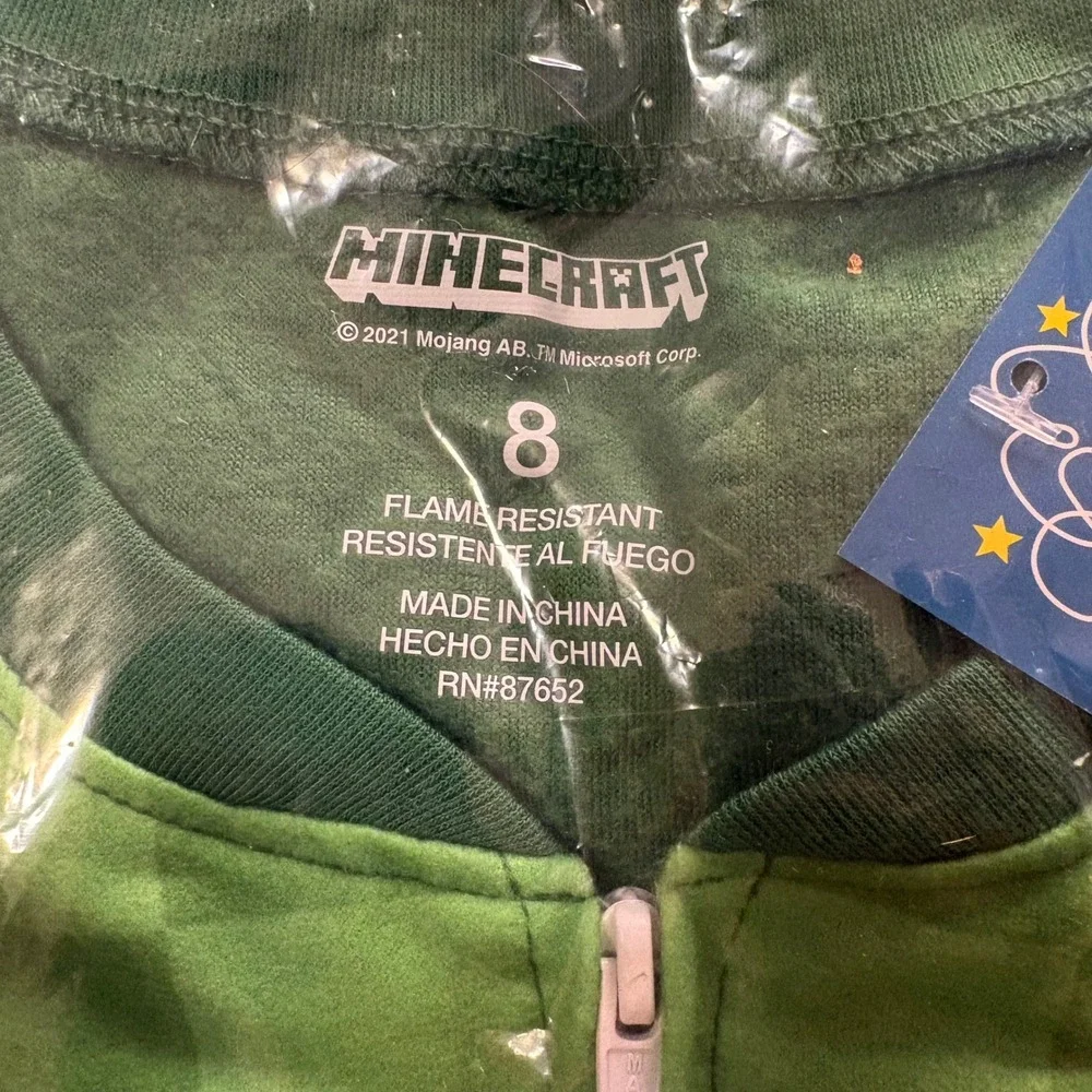 Minecraft‎ Creeper Pajamas Boys Size 8 Green New One Piece Union Suit NWT